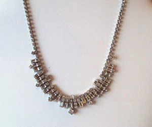 VINTAGE 15" ZACKEN VERSCHIEDENE STRASSSTEINE COLLIER HALSKETTE #ME3 - Bild 1 von 4
