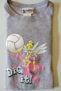 Walt Disney World Kids L Girls TinkerBell Soccer Long Sleeve Jersey T-shirt Gray - Picture 1 of 8
