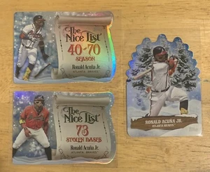 2024 Topps Holiday Ronald Acuna Advent Evergreen Card + 2 Nice List 3 Karten Lot - Bild 1 von 2