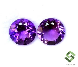 Certified Natural Amethyst Round Cut Pair 12 mm 11.83 Cts Faceted Loose Gemstone - Picture 1 of 7