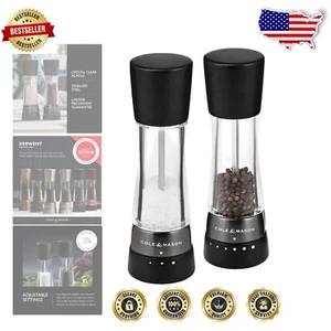 Stylish Black Wood & Acrylic Salt and Pepper Grinders with Adjustable Grind - Picture 1 of 10