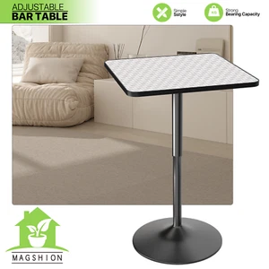 Silver Adjustable Rectangular Wood Pub Bar Table Kitchen Counter Height Tabletop - Picture 1 of 8