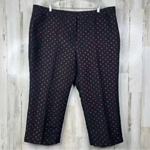 NEW! Talbots Red Foil-Dot Chatham Ankle Pants Womens Plus Size 24W Black Holiday - Picture 1 of 14