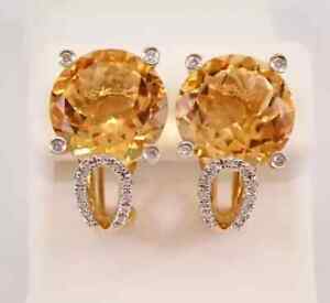 2Ct Round Lab Created Citrine Diamond Huggie Hoop Earring 14K Yellow Gold Plated