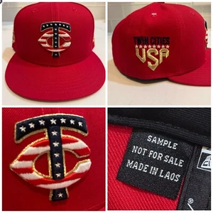 New Era Minnesota Twins SAMPLE 4th of July Fitted Hat Size 7 1/2 RARE Red - Picture 1 of 8