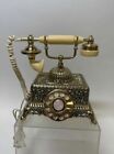 Vintage  French Victorian Style Rotary Dial Phone Ivory Gold Brass  Heavy