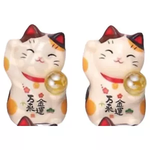 2pc yakushigama Lucky Cat Black ears Cat With yellow Lucky Ball Japan Gift - Picture 1 of 1