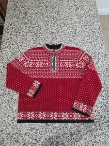 Skyr Maglione Donna M Rosso Multicolore Fair Isle Nordic 3 Chiusure 100% Lana - Foto 1 di 4
