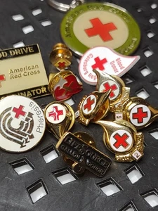 Lot Of 11 Red Cross Blood Donor Pins + 1 Keychain - Picture 1 of 7