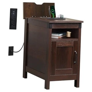 Narrow End Table with Charging Station, Narrow Side Table for Living Room, - Picture 1 of 7