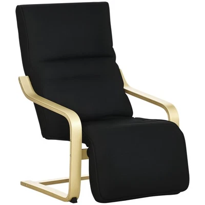 HOMCOM Lounge Chair Recliner Adjustable Footrest Home Black - Image 1 of 4