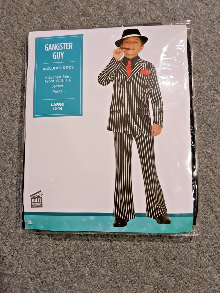 Traje pantalón a rayas gángster chico talla grande 12-14 disfraz de Halloween Foto 1 de 2