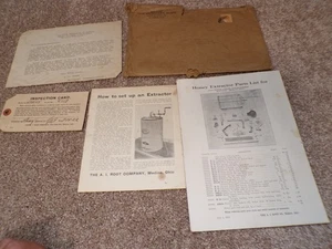 Vtg 1922 Root Honey Extractor Inspection Card, Parts List,Instructions,Envelope - Picture 1 of 9