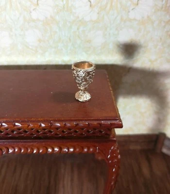 ISLAND CRAFTS Dollhouse Miniature Goblet Gold (faux) Ornate Metal 1:12 Scale Hand Painted
