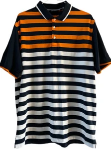 Mens Walter Hagen Short Sleeve Golf Polo Shirt Size Medium Striped blue orange - Picture 1 of 6