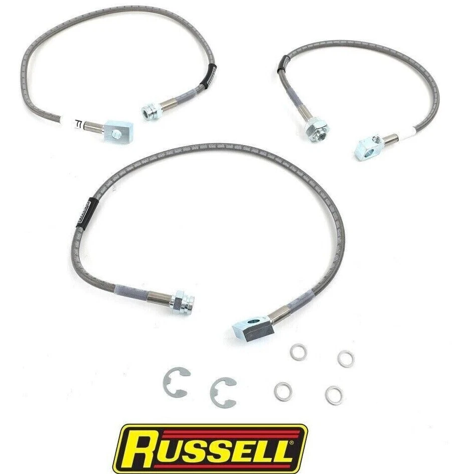 Kit de línea de manguera de freno de acero inoxidable Russell 1989-98 Chevy GMC K1500 K2500 4x4 elevación de 4" Foto 1 de 1