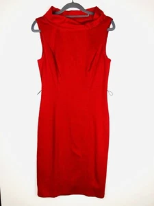 MUSE Damen 6 rotes Kleid ärmellos Kragen Etui Etuikleid Cocktail Party Rundhals - Bild 1 von 7