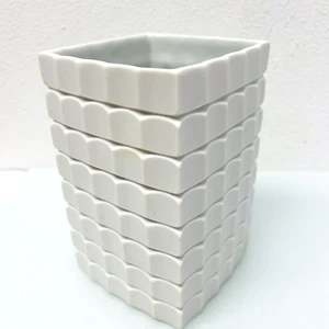 70er J. Scherzer Vase Werner Uhl Pop Op Art Weiß 16 cm - Bild 1 von 7