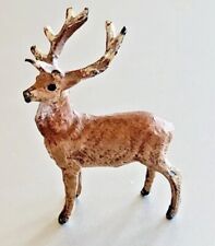 Vintage Brown Pewter Miniature Deer Buck Figurine ~  2"T x 1 1/2"L (top) x 3/8"W