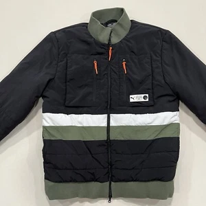 Puma Parquet Quilted Puffer Jacket Men Size Large Olive Green Black 599940-02 - Picture 1 of 9