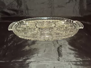 Bandeja grande dividida pesada vintage de cristal de plomo 24 % vidrio cortado hecha en Polonia - Imagen 1 de 6