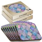 8 x Boxed Square Coasters - Pearl Marble Geometric Tiles  #2535