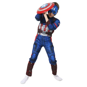 Kids Captain America Muscle Costume Superhero Steve Rogers Cosplay Mask Shield - Picture 1 of 5