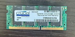 Crucial CT8M64S4W10.8T66 MT8LSDT864HG-662C3 64MB PC66 66MHz non-ECC CL2 SODIMM - Picture 1 of 2