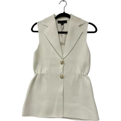 Suéter feminino Zara colete de malha com nervuras S pequeno branco gola V 4192/023 novo com etiquetas - Imagem 1 de 4