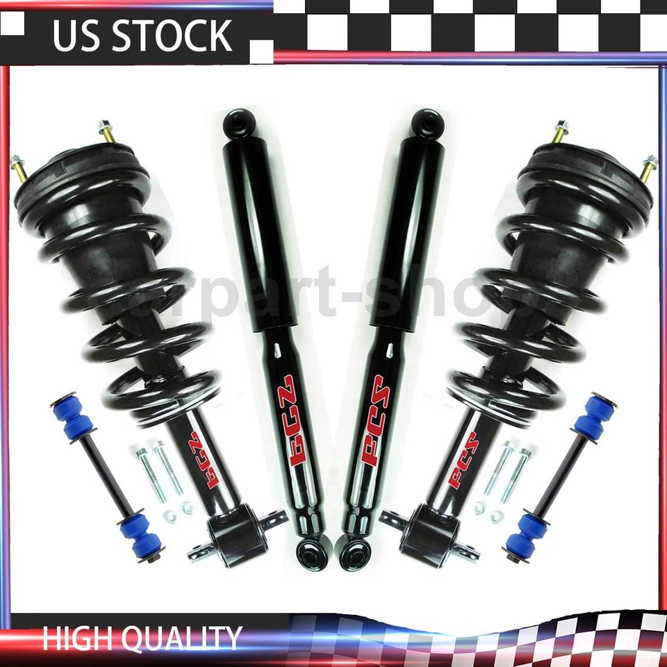 6x Conjunto de puntal y resorte helicoidal amortiguadores barra enlace para GMC Yukon XL 1500 2007 Foto 1 de 4