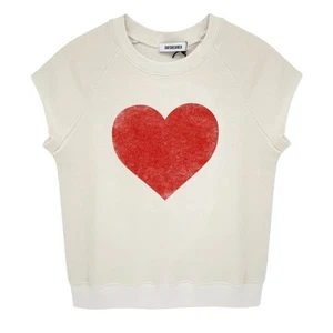 DAYDREAMER Heart Cutoff Sweatshirt in Dirty White S - Picture 1 of 12