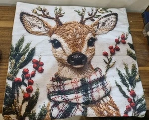 Two 18"x18" Reindeer Decorative Pillow Case - Picture 1 of 3