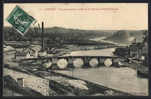 CPA Limoges, Vue panoramique, vallée de la Vienne et Pont-St-Étienne - Picture 1 of 2