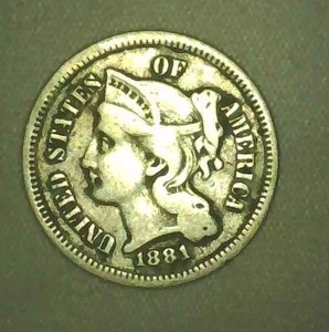 1881 Liberty Head Three Cent Nickel - VG - Picture 1 of 2