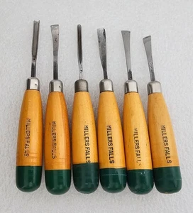 Millers Falls Tools Wood Carving Chisel Set of 6 Vintage Chisels (A1) - Picture 1 of 9