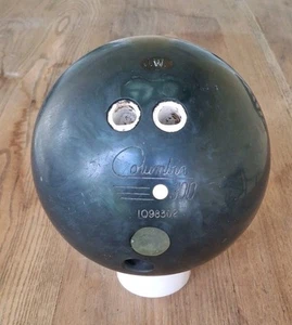 Vintage 15 Pfund 5,1 Unzen Columbia 300 weiße Punkte Bowlingkugel anthrazit rauchblau - Bild 1 von 5