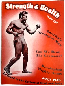 1938 July STRENGTH AND HEALTH weight lifting magazine BODY BUILDING beefcake men - Picture 1 of 8