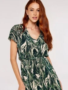 Apricot Marble Print Midi Dress Green size UK 12 New With Tags - Picture 1 of 3