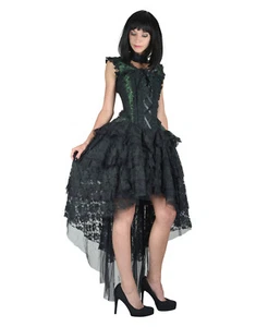 BURLESKA GOTHIC OPHELIE VAMPIRE WEDDING PROM VINTAGE GREEN BROCADE CORSET DRESS - Picture 1 of 4