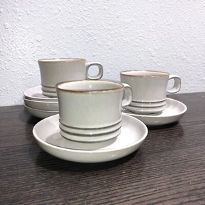 Denby-Langley Fjord (3) 2 5/8”Flat Cups & (5) Saucers Stoneware UK • PRISTINE • - Picture 1 of 12