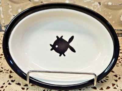 Plato de tazón de comida de cerámica para gato gatito ovalado diseño de peces Petrageous Designs Foto 1 de 4