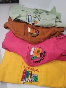 Librarian Books-Button Front Vintage Shirt Embroidered Logo - Medium - Picture 1 of 6