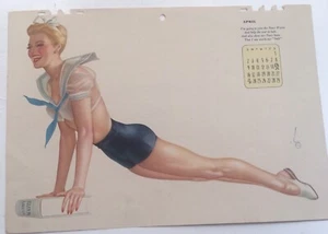Vintage Original Alberto Varga Pin Up Girl Vargas Kalenderblatt April 1944 - Bild 1 von 6