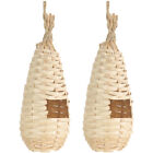  2 Pcs Bamboo Weaving Natural Parrot House Braid Accessories