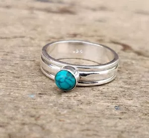 Turquoise Ring 925 Sterling Silver Spinner Handmade Statement Jewelry VGR002 - Picture 1 of 5