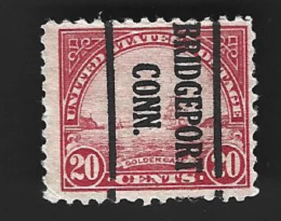 Scott# 567 20 Golden Gate precancel - BRIDGEPORT CONN. down - (A-6) - Image 1 of 2