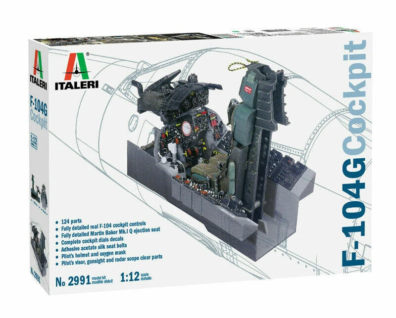 ITALERI 1:12 KIT ACCESSORI AEREO F-104G COCKPIT STRUMENTAZIONE E SEDILE   2991 - Immagine 1 di 1
