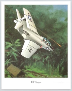 Grumman F9F Cougar Fighter Bomber U.S. Navy Marines c1993 Fellows Ferguson Print - Bild 1 von 5