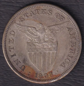 1 Peso 1908-S USA-Philippine Vereinigte Staaten von Amerika Münze - Lager #F 20 - Bild 1 von 3