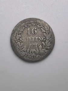 1857 Dänemark 16 Skilling Silber - Bild 1 von 2